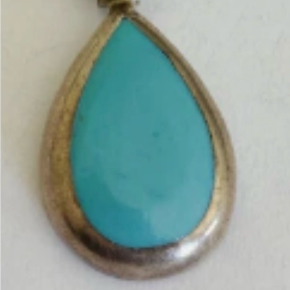 Turquoise and sterling silver teardrop pendant
